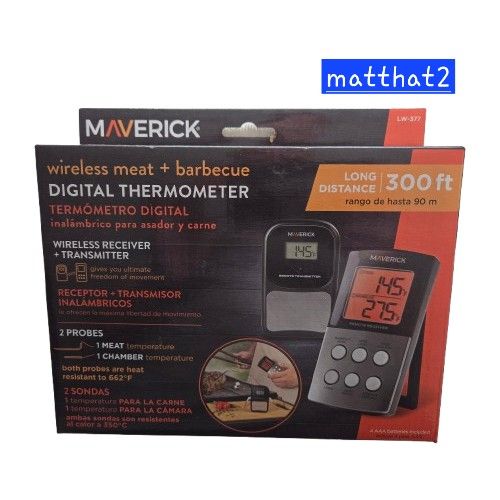 Maverick Wireless Meat & Barbecue Digital Thermometer with Dual Probes β Long Range 300ft BBQ Grill Thermometer