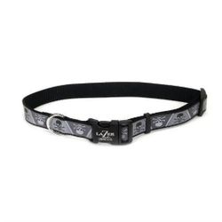Lazer Brite Reflective Dog Collar Fits 12 - 18” Skull & Crossbones - Made in USA