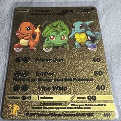 Pokemon Charmander Squirtle Bulbasaur GX HP 140 Gold Foil Fan Art Card 3/99  MINT for Sale in City Of Industry, CA - OfferUp