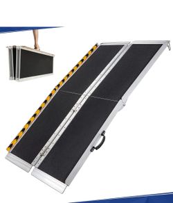  6FT Wheelchair Ramp, 72" L x 29" W Threshold Ramps, Non-Skid Portable Foldable Wheelchair Ramps for Steps, Lightweight with Handle, for Home, Stairs,