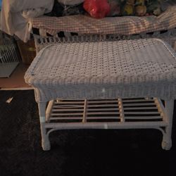White Wicker Coffee Table 