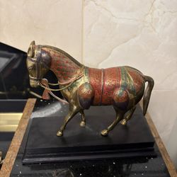 Handcrafted Vino Brass Horse Figurine 7.5”x6.5”