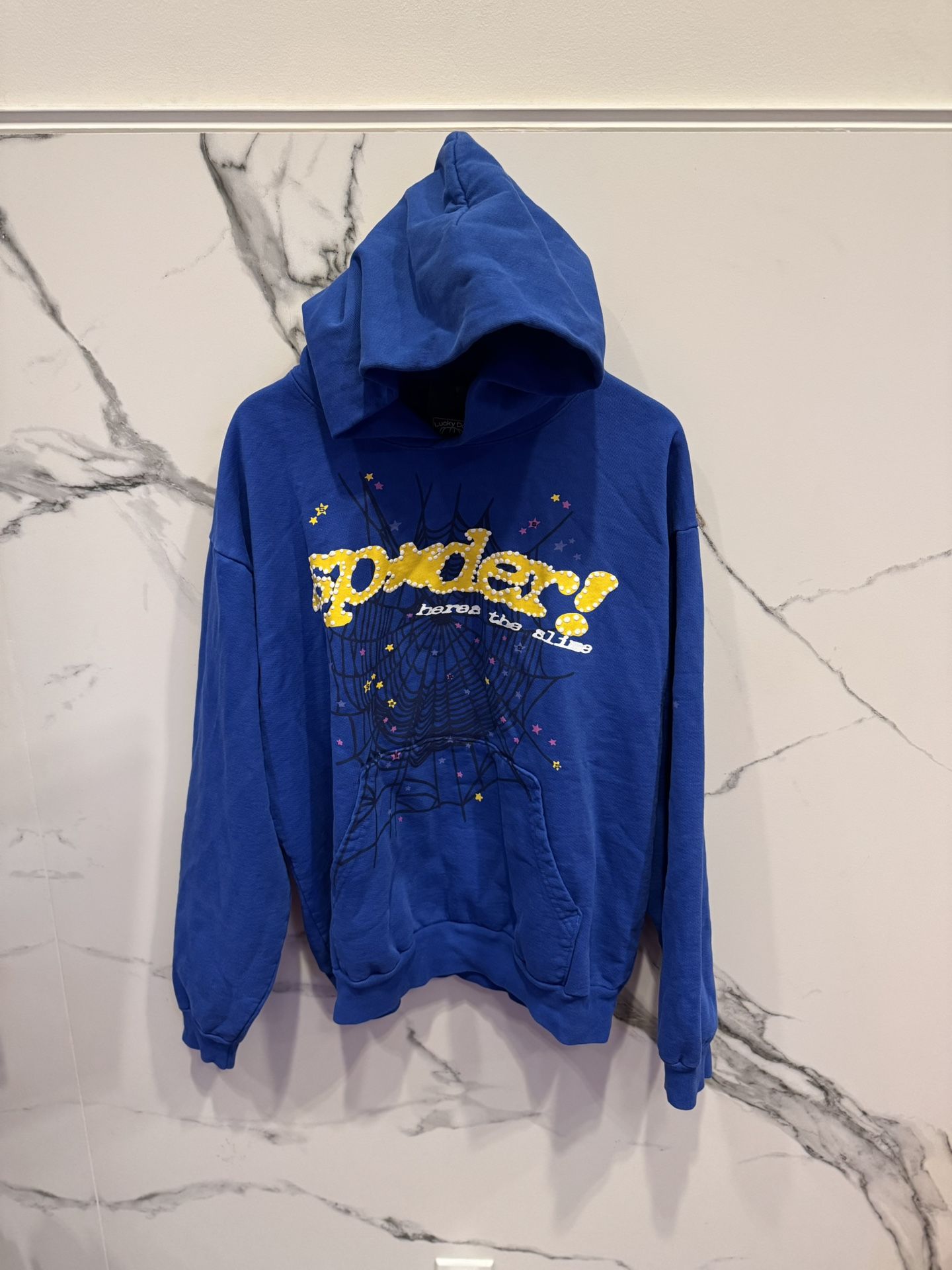Sp5der Hoodie Blue Size XL