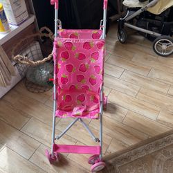 Folding Pink Girls Stroller 