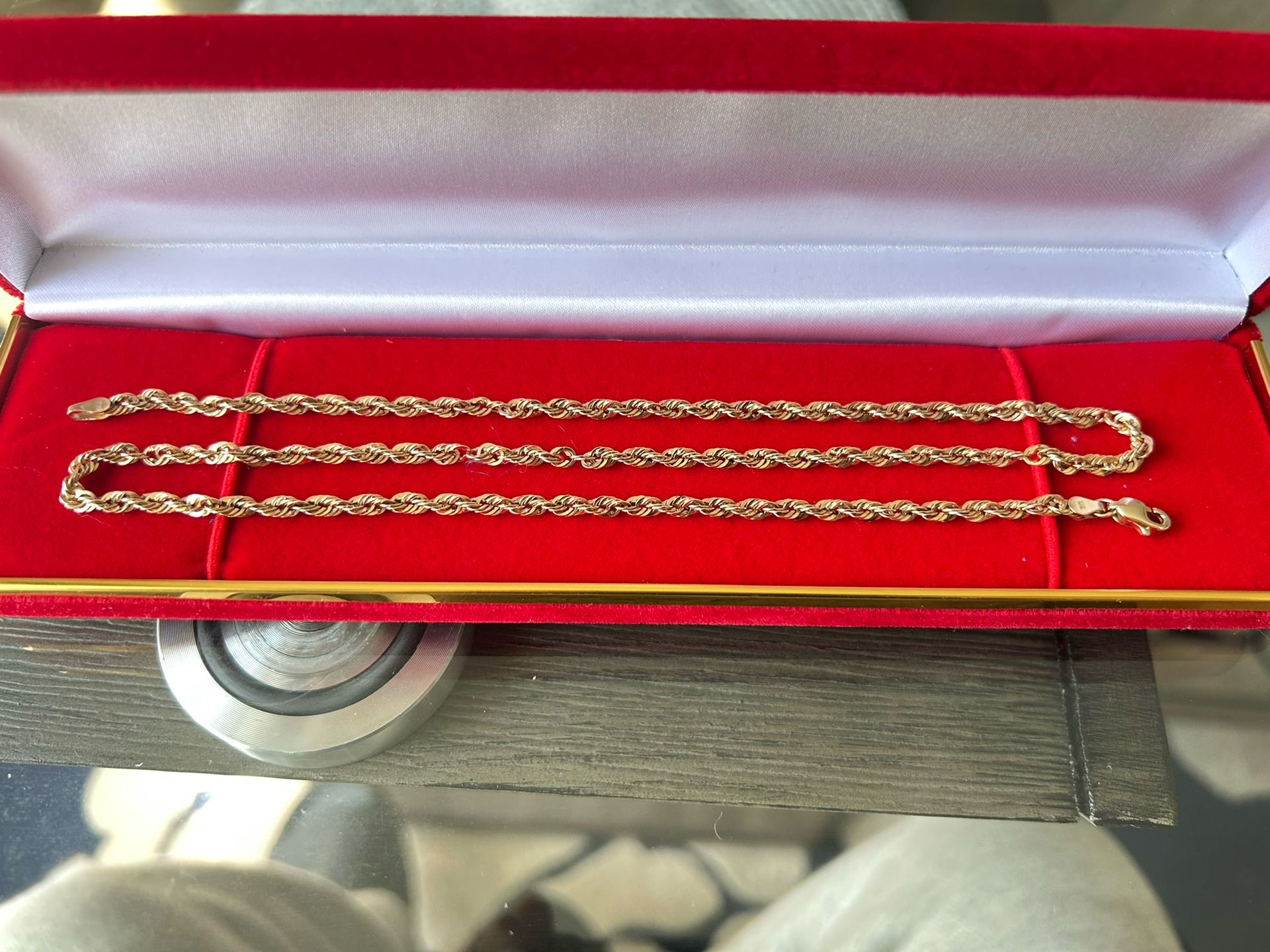 22 Inch Gold Rope Chain 10k Gold