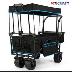 VECUKTY Collapsible Wagon with Removable Canopy – Push & Pull