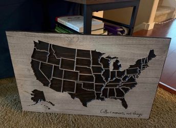 Howdy Owl Wooden USA Map Wall destination tracker