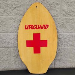 Wooden Lifeguard Surfboard Wall Decor Sign