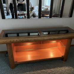 Oak and Smoked Glass Curio Cabinet 