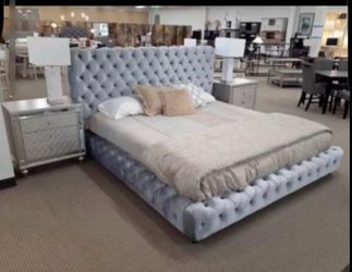 King Size Tufted Upholstered Bed Frame