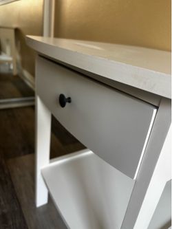 White Nightstand / End Table with Drawer & Lower Shelf