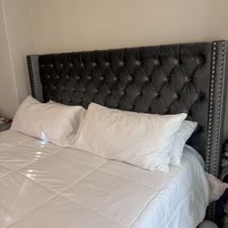 Grey Velvet Bed Frame 