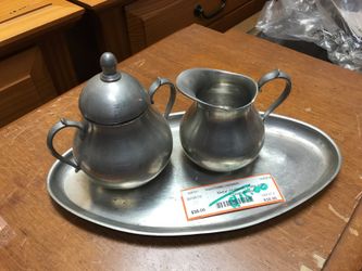 Metal from Holland, Cream/Sugar with Plate