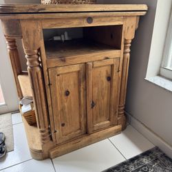 Console Stand Cabinet Wood With Swivel Top