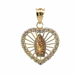 Woman’sLadies 10k Tricolor Rose White Yellow Gold CZ Cubic Zirconia Our Lady Of Guadalupe Charm Pendant for Necklace GP3136359