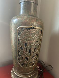 Vintage MCM Marbro Ceramic Floral Floor Lamp