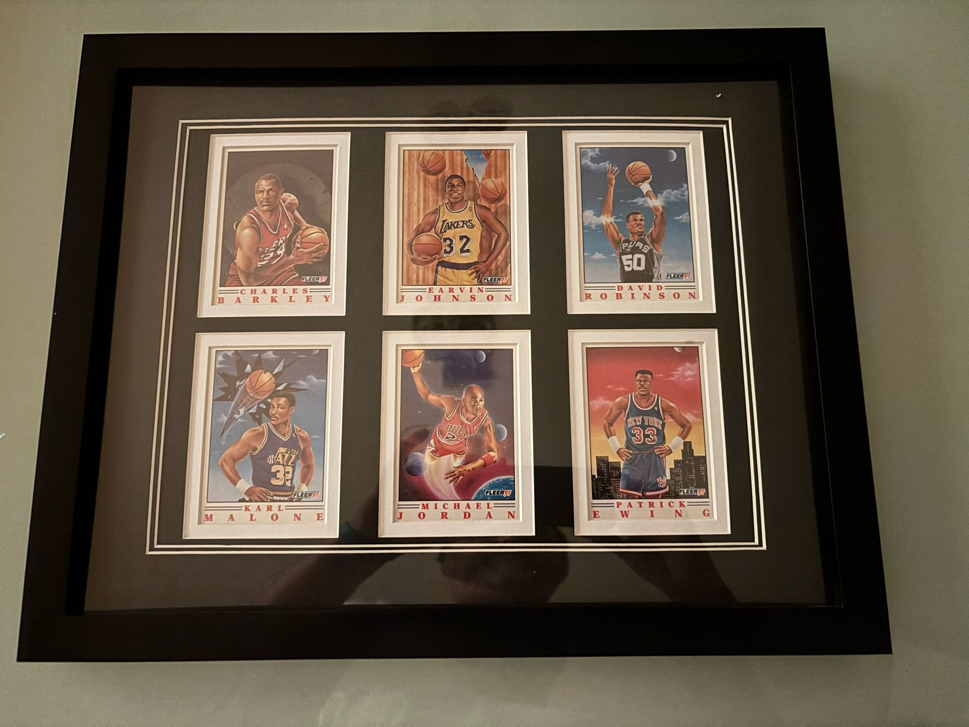 Framed & Matted 1991 Fleer Basketball Provision 6 Card Set