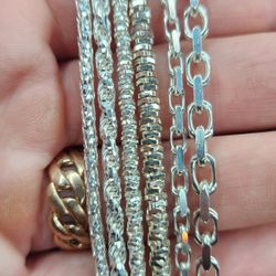 6 Unique Sterling Silver Chains 