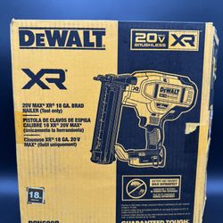 DEWALT 20V MAX XR Lithium-Ion Electric Cordless 18-Gauge Brad Nailer 