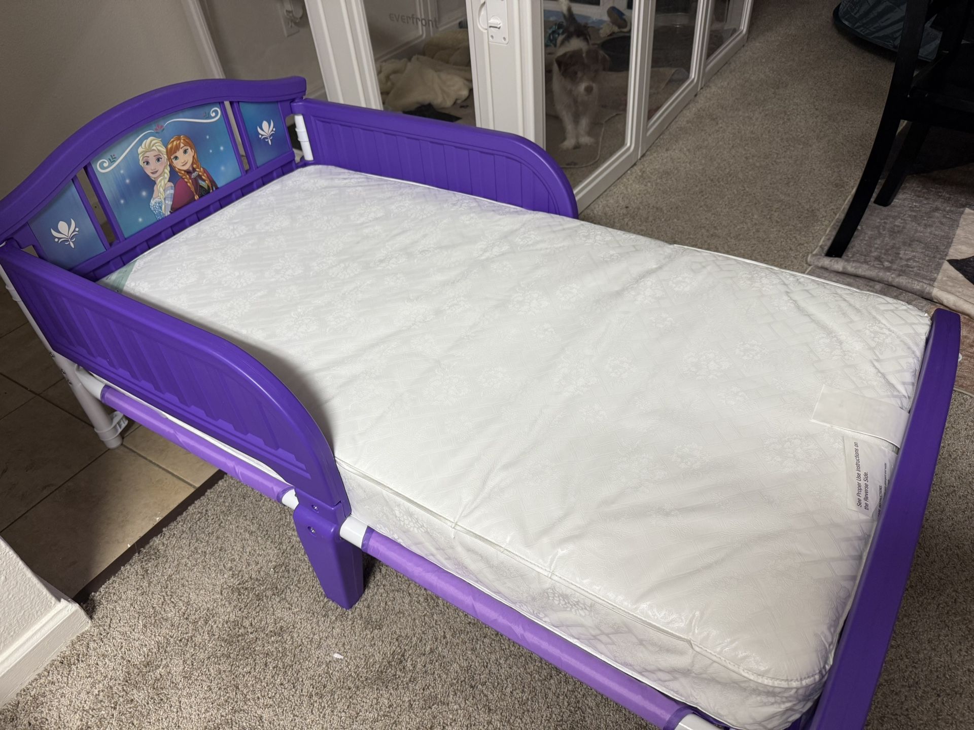 Frozen Toddler Bed w/ Mattress + Canopy – Gently Used