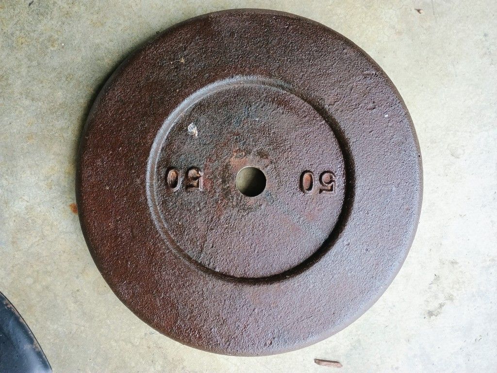 Two 50 Pound Weights (100 Lbs Total) With Bar