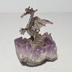 Pewter Dragon On Amethyst
