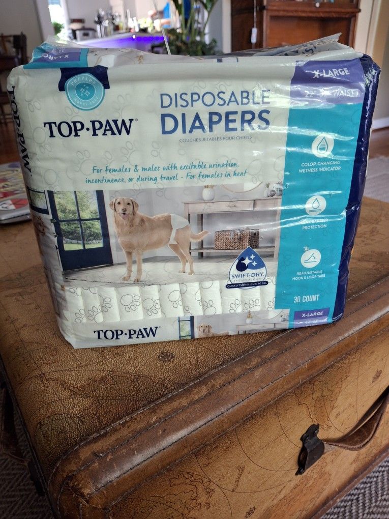 Top Paw Disposable Diapers X-L 22x32 Waist Size