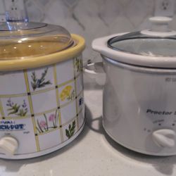 2 Crock-Pots. 1 is vintage (Rival brand). Both in excellent condition