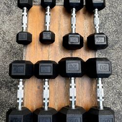   SET OF  RUBBER  DUMBBELLS  (PAIRS OF)  :   5s   10s  15s   20s  are $165    °  °  °  Also Have  :  25s 30s 35s 40s 45s 50s 55s 