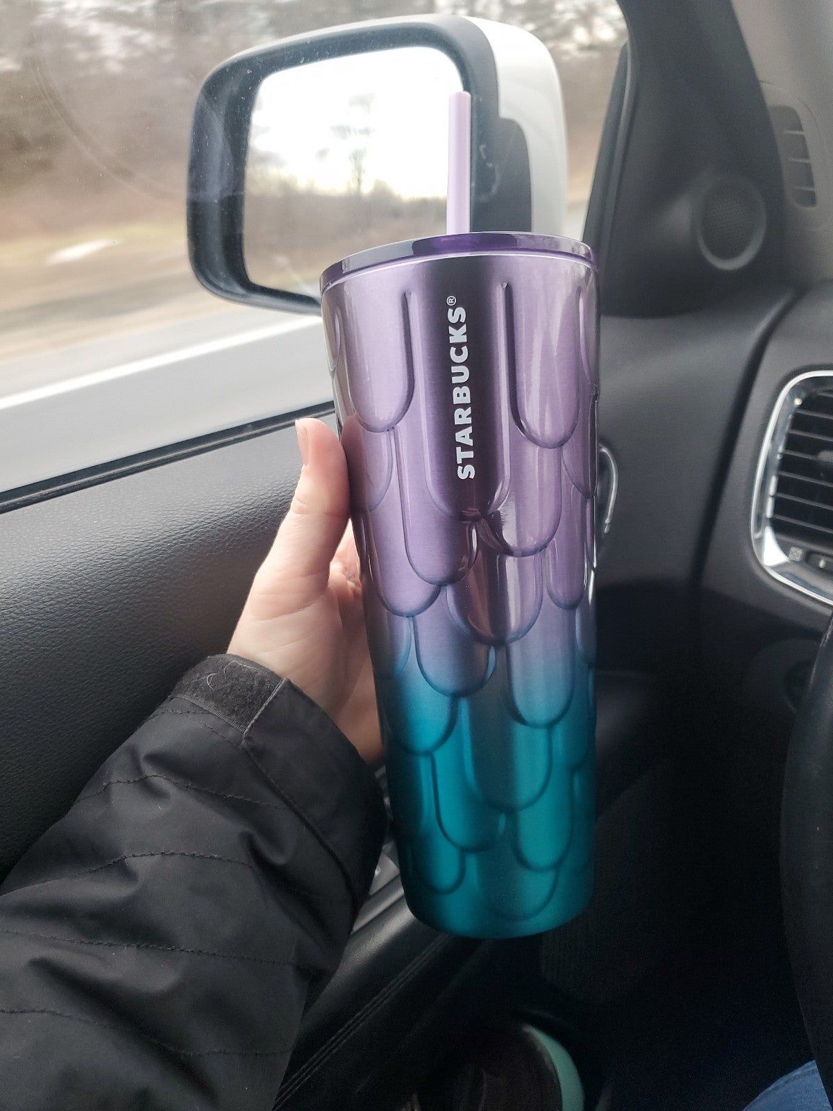 Starbucks 2023 Spring Blue Purple Mermaid Scales Stainless Cold Cup Tumbler 24oz