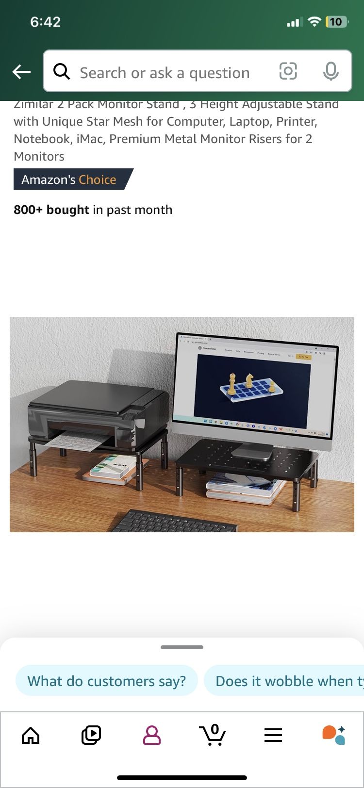 Zimilar 2 Pack Monitor Stand , 3 Height Adjustable Stand with Unique Star Mesh for Computer, Laptop, Printer, Notebook, iMac, Premium Metal Monitor Ri