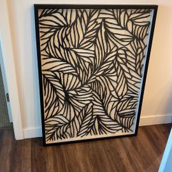 World Market White & Black Rice Paper Leaf Shadow Box Wall Art (30” x 39”)