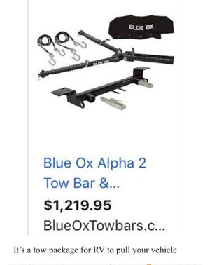 Photo Blue ox alpha 2 tow bar and baseplate for rv tow vehicle