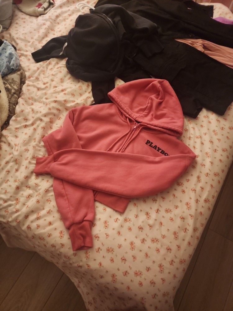 Y2K Playboy Cropped Zip Up Jacket