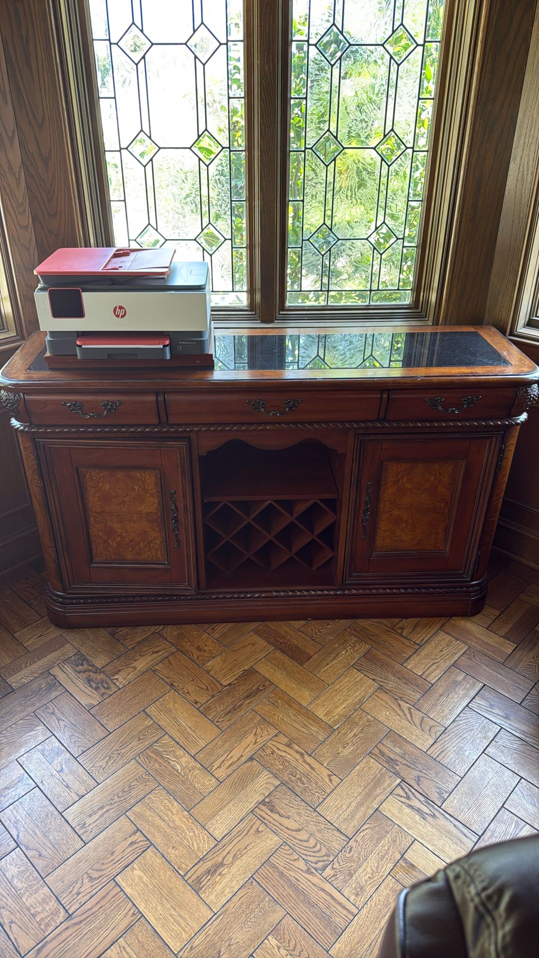 Wood And Black Marble Buffet Table