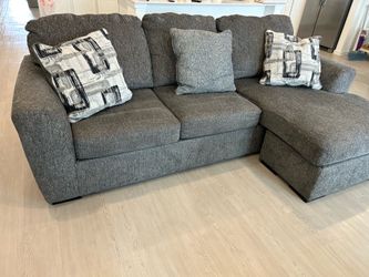 Beautiful 8 foot Grey Sofa with reversible chaise