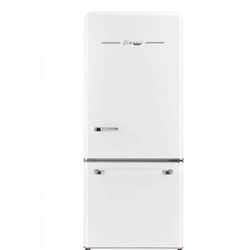 Unique Appliances Classic Retro 30 in 17.7 cu. ft. Frost Free Retro Bottom Freezer Refrigerator in Marshmallow White, ENERGY STAR