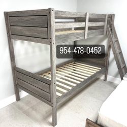 Grey Bunk Bed Twin Over Twin 