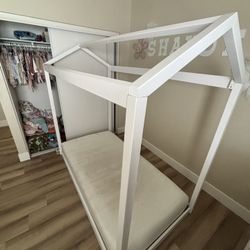 White House Frame Twin Bed w/ Mattress – Great Condition