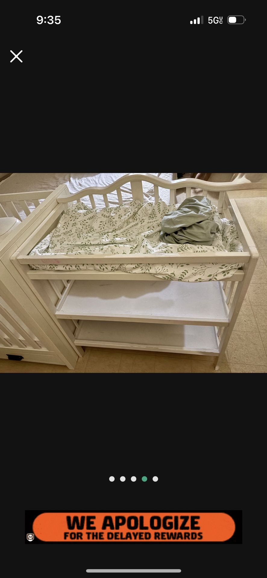 White, Crib And Changing Table Set