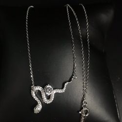 925 Sterling Silver 0.50CT MOISSANITE Snake Pendant Necklace Size 18”