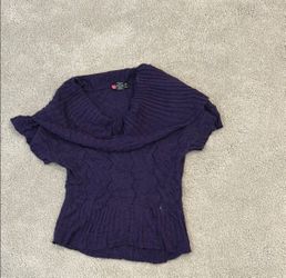 Purple Women's Short sleeve Cowl neck Sweater