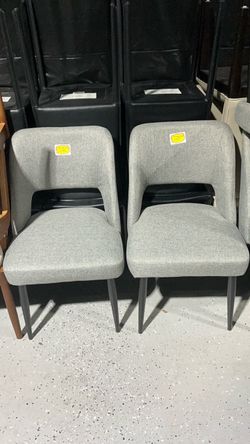 Set of 4 Gray Upholstered Dining Chairs