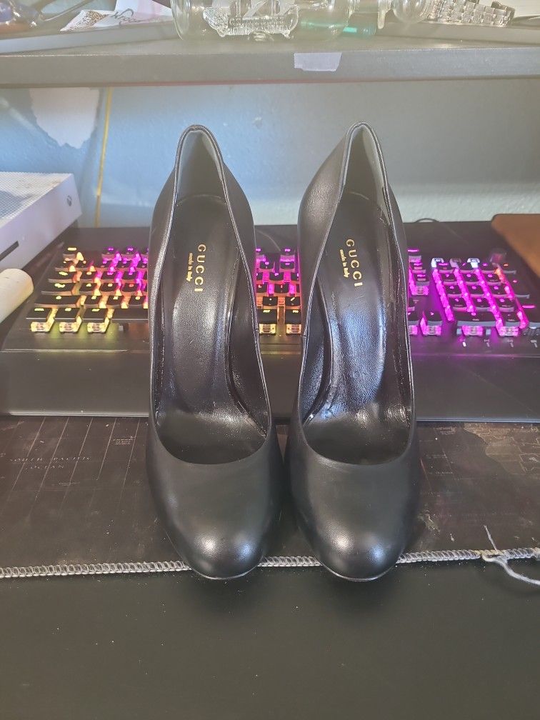 New Gucci Women's Black Heel Pumps 39 / Us 9