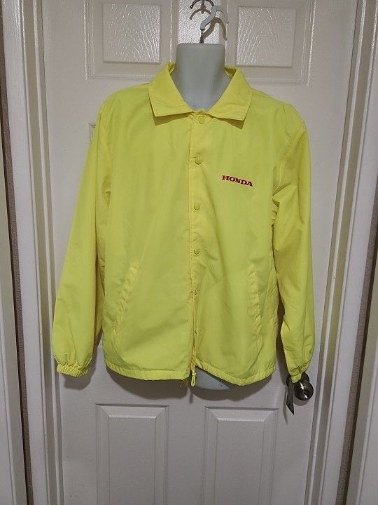 Auburn Safety Net Nylon Windbreaker Yellow Button Up Jacket "Honda" "DG Coordinators"
Size Large