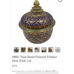 Thai Hand Painted Dish & Lid 
