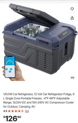 VEVOR Car Refrigerator, 12 Volt Car Refrigerator Fridge, 9 L Single Zone Portable Freezer, -4℉-68℉ Adjustable Range, 12/24V DC and 100-240V AC Compres