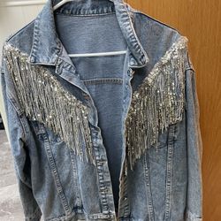 Sequin Tassel Denim Jacket