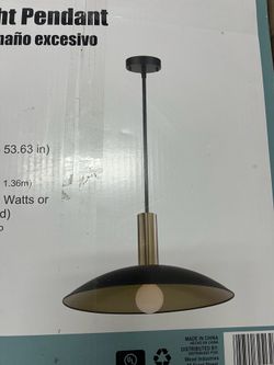 3 X 19 in. W 1-Light Black Oversized Shaded Metal Shade Pendant Lights