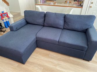 2 Piece Left Arm Facing Chaise Sectional with Pop-Up Sleeper & USB & USB-C Ports Like New